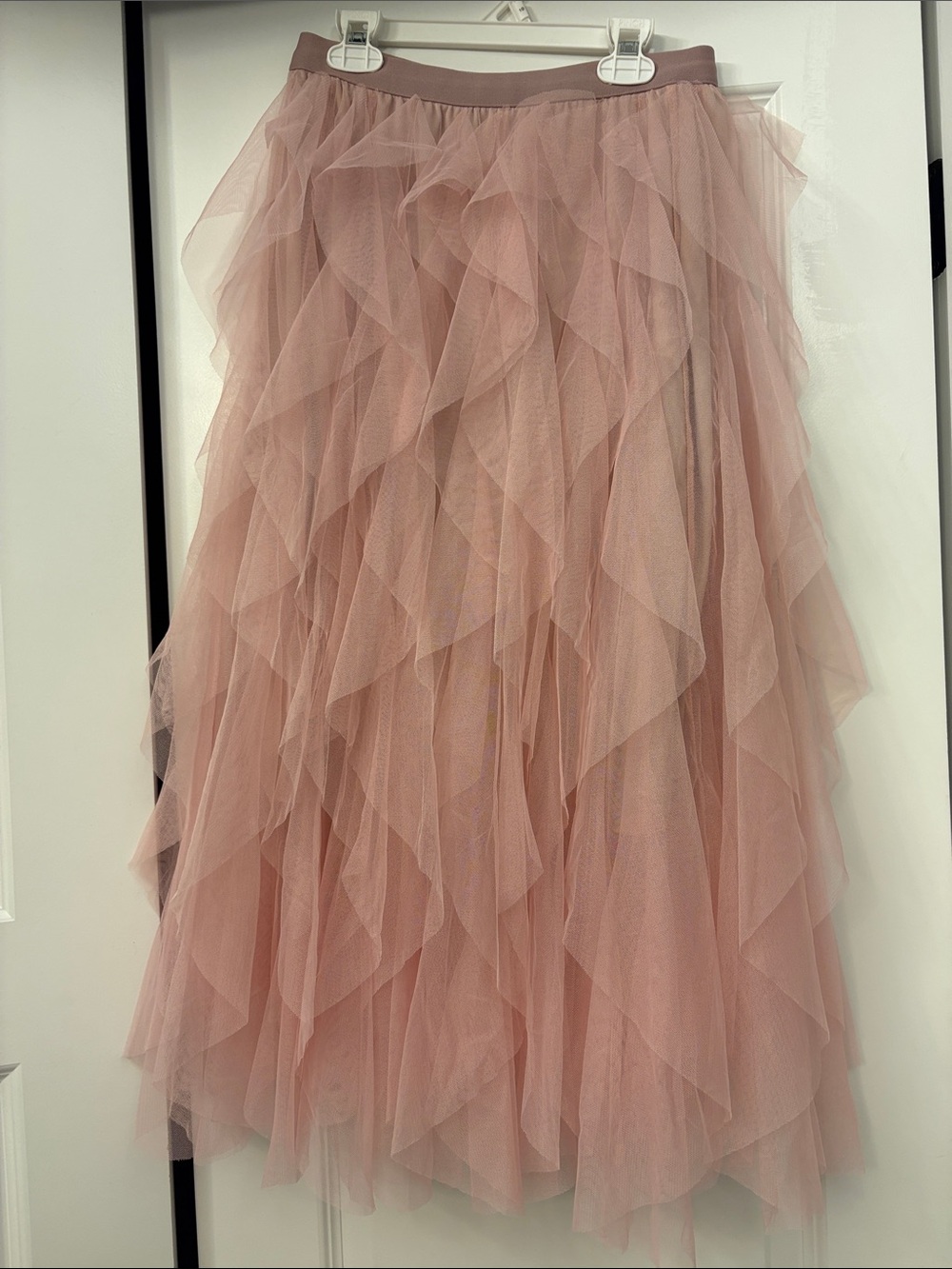 Women’s Pink Tulle Tiered Maxi Skirt - Elastic Waist - Picture 2 of 4